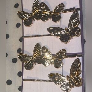 Gold Butterfly Hair Bobby Pins - Set of 4